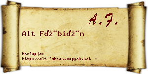 Alt Fábián névjegykártya